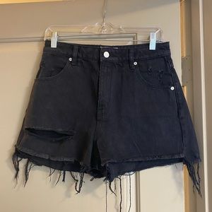 Black denim shorts